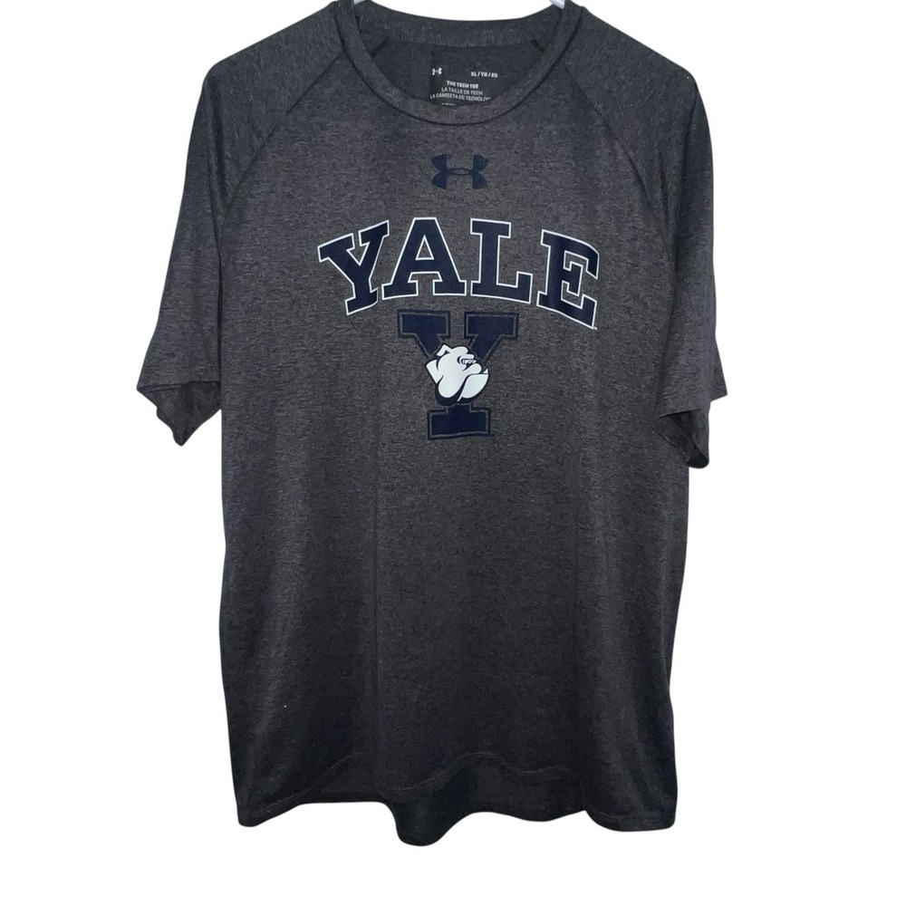 Under Armour Yale Bulldogs Gray The Tech TShirt Men Size XL‎ NCAA HeatGear Loose